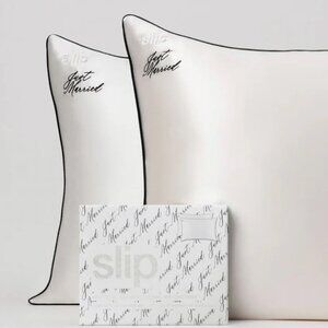 Slip Wedding “Just Married” 100% Silk Queen Pillowcase Set of 2 Bridal Gift